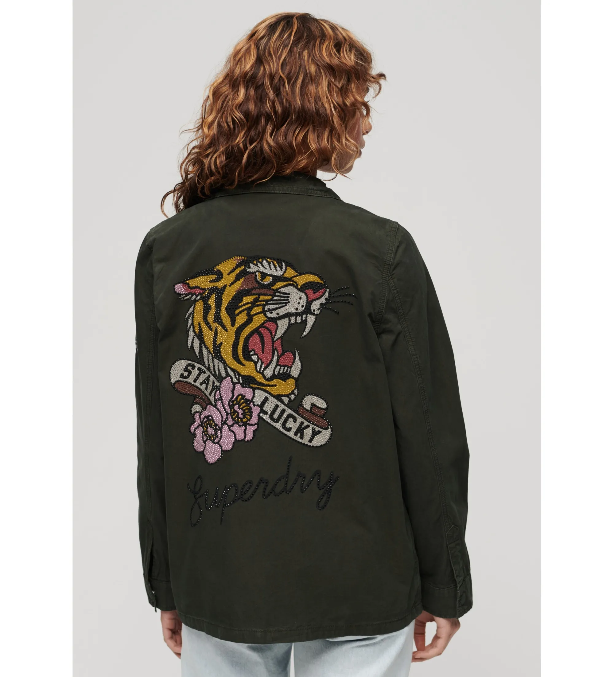 Chaqueta militar adornada St Tropez M65 verde