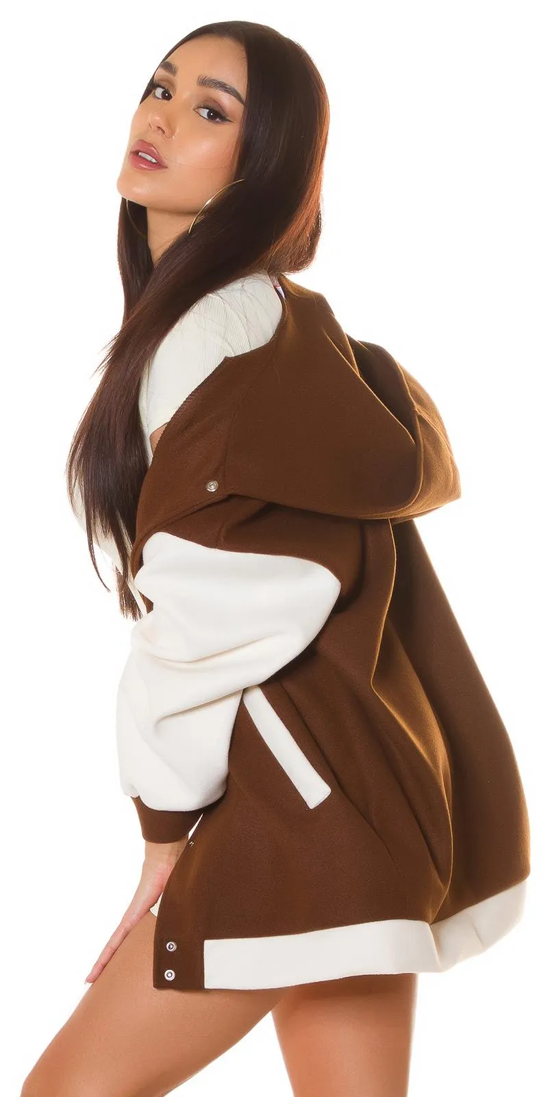 Chaqueta oversize colegial chic bicolor