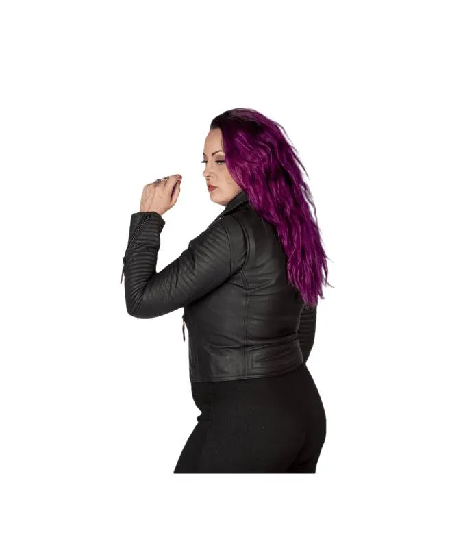 CHAQUETA PIEL NAPA MUJER CRUZADA NEGRA CREMALLERAS NEGRAS NEWROCK NRLWJ070S1