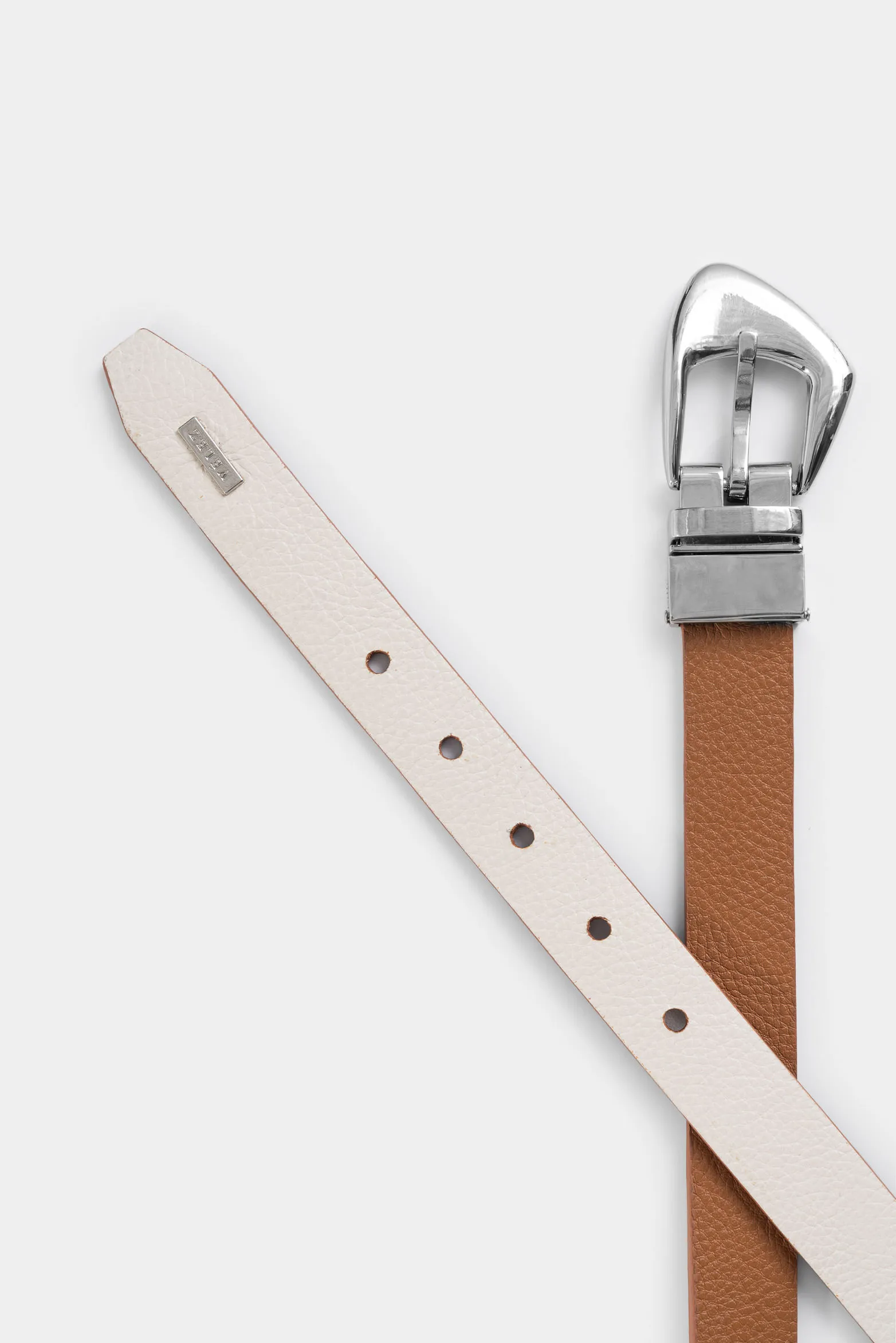 Cinturón doble faz Dusk de cuero para mujer puntera hexagonal