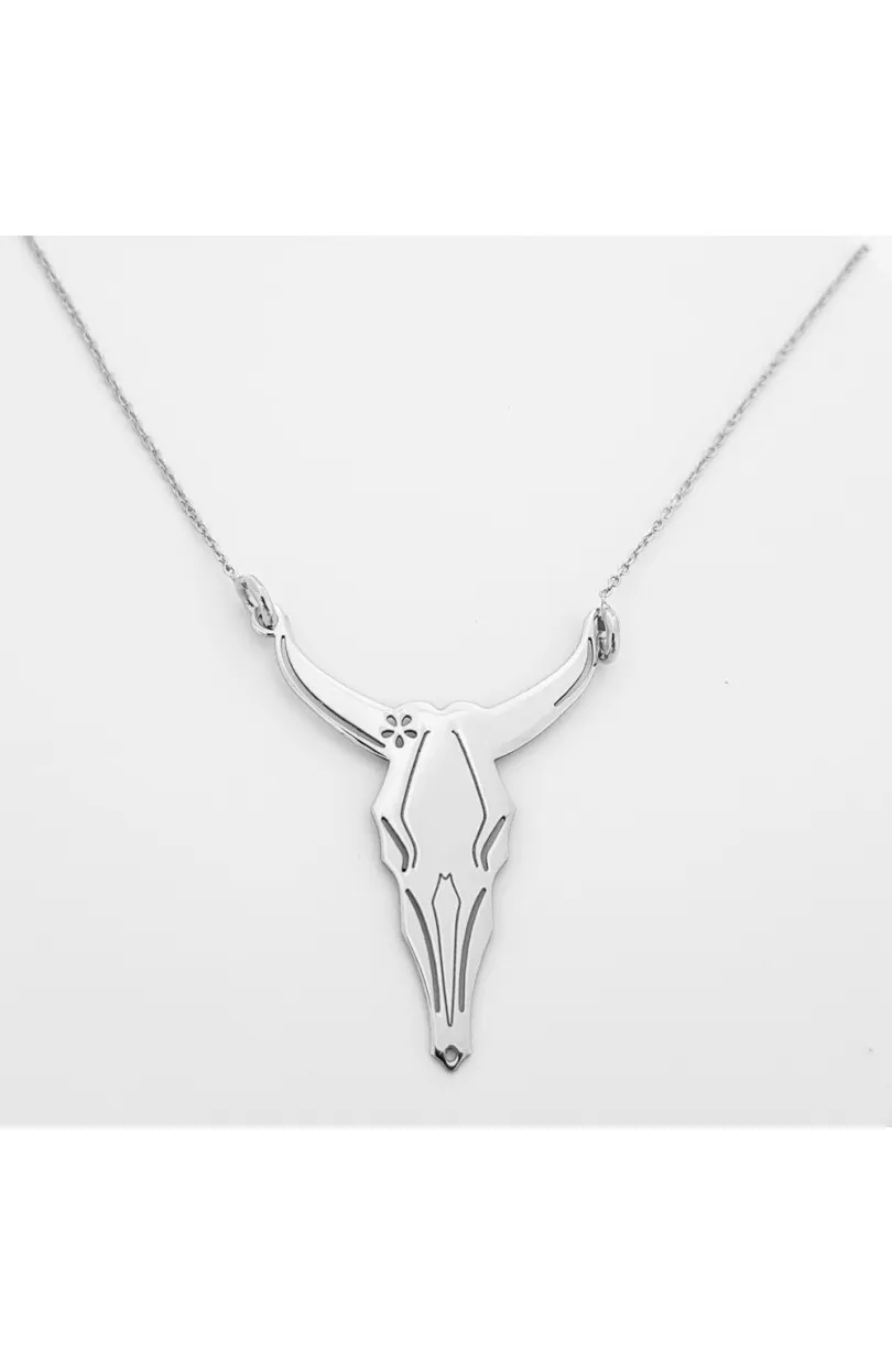 Collar en plata de ley cabeza de Bufalo