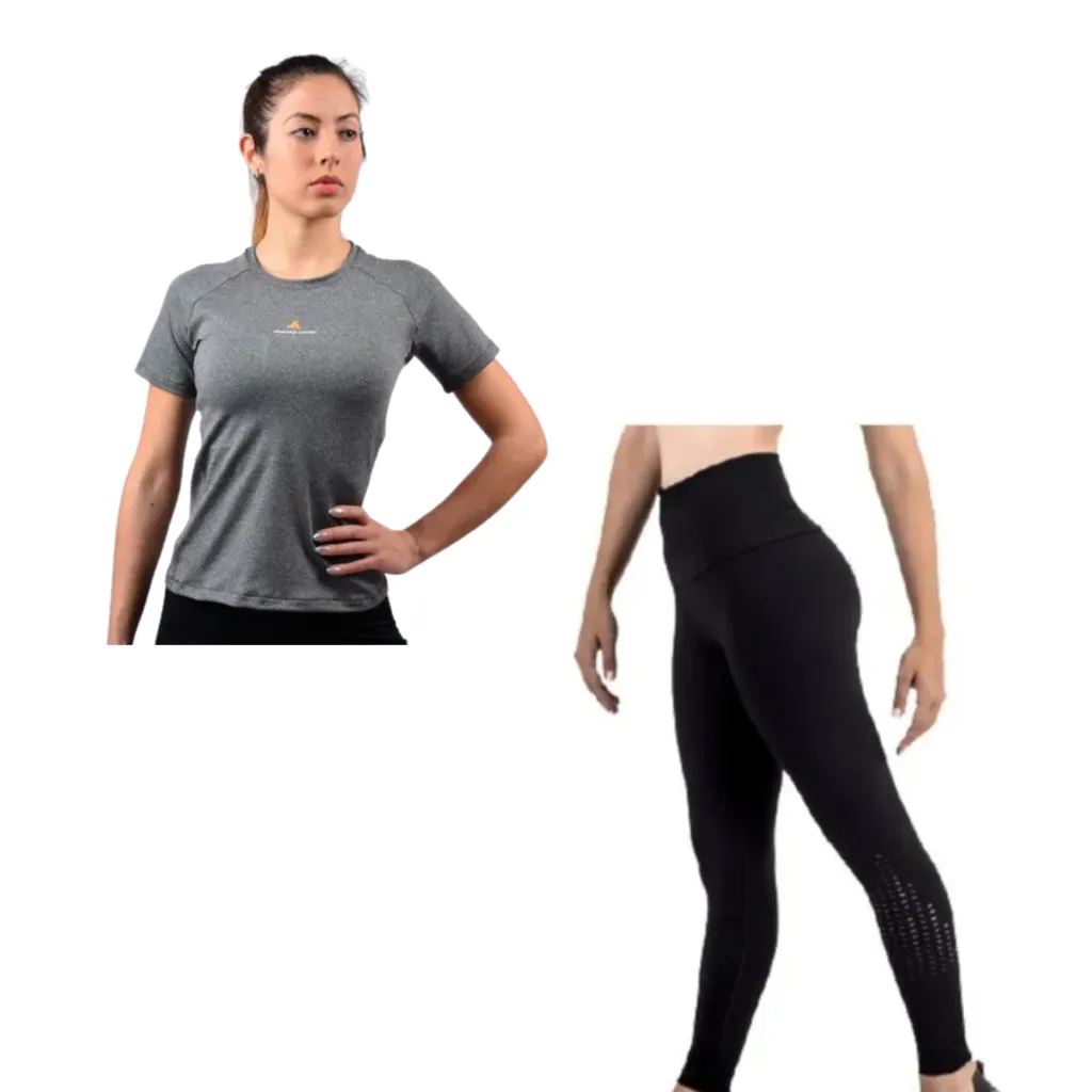 Conjunto Mujer! Remera Deportiva + Calza Tiro Alto Bolsillo