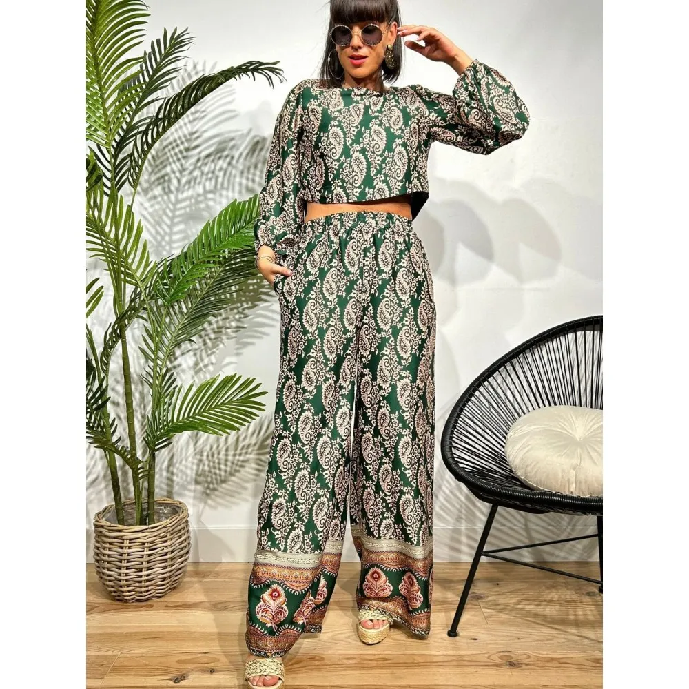 Conjunto Satinado Cachemires BALLORY Verde