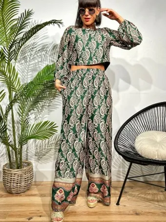 Conjunto Satinado Cachemires BALLORY Verde