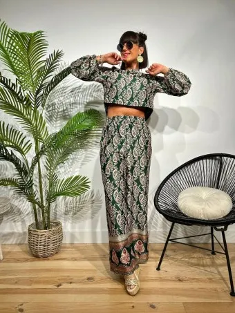 Conjunto Satinado Cachemires BALLORY Verde