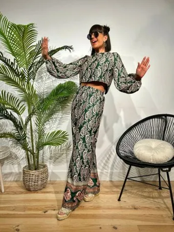 Conjunto Satinado Cachemires BALLORY Verde