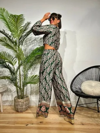 Conjunto Satinado Cachemires BALLORY Verde