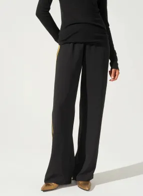 COTELAC Pantalón recto con smocks en negro