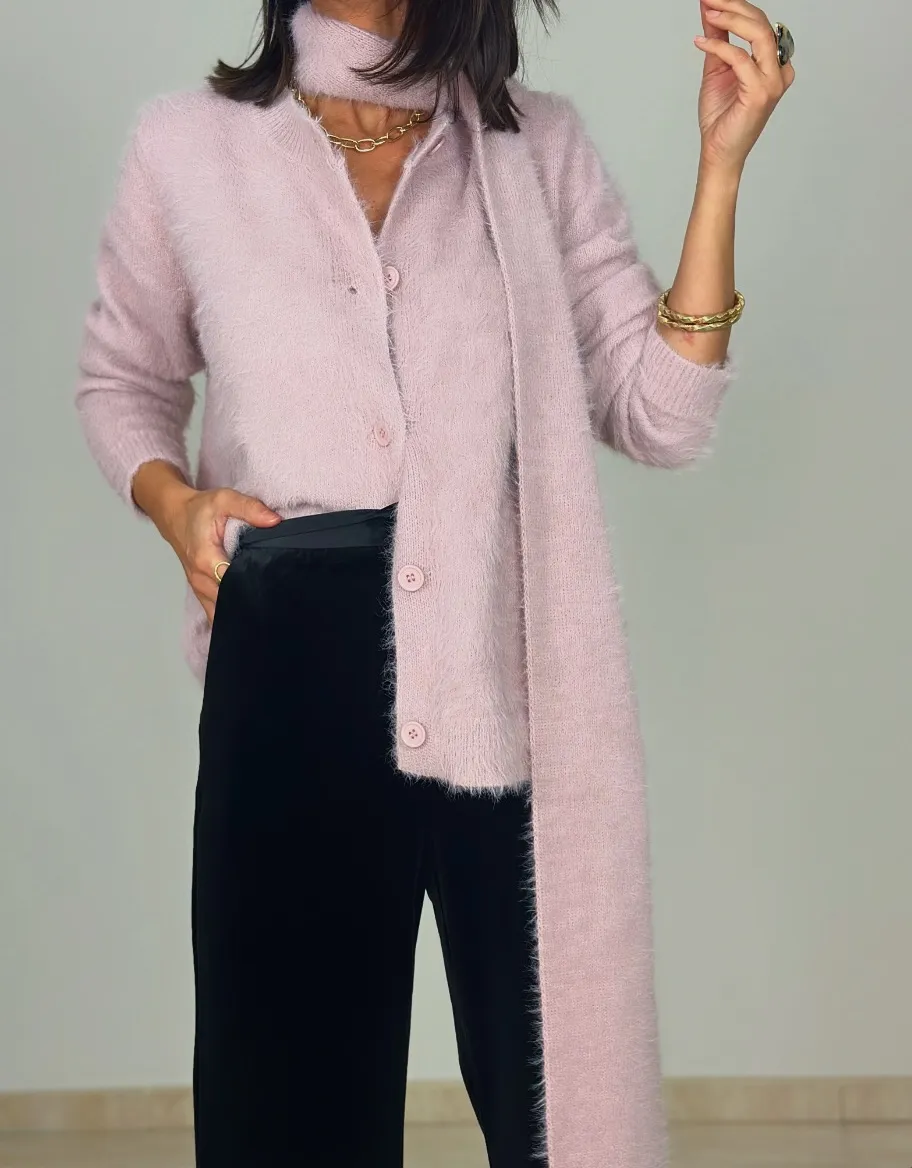 Cárdigan Textura Rosa