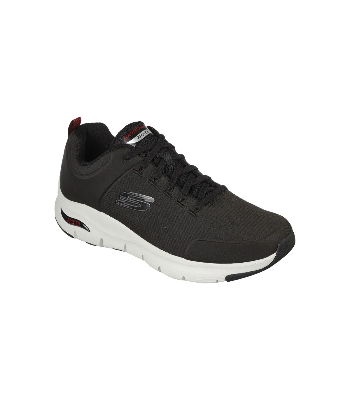 Deportivo con cordones negro y piso blanco