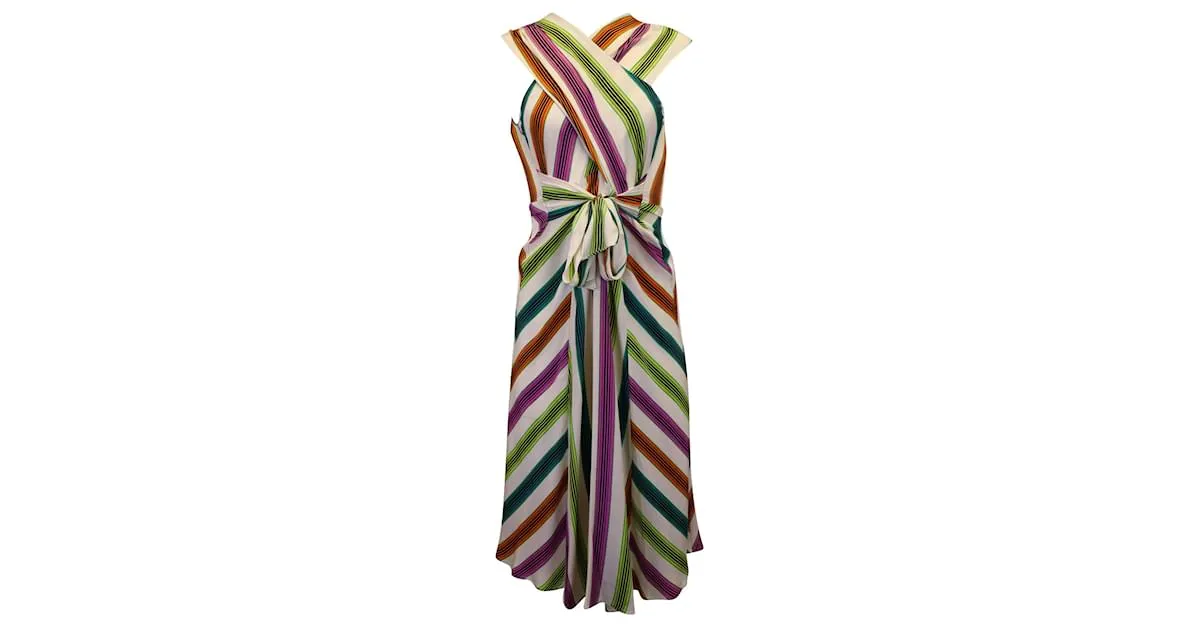 Diane Von Furstenberg Vestido a rayas Mireille en seda multicolor Impresión de pitón 