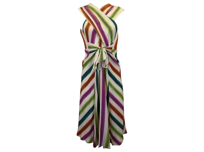 Diane Von Furstenberg Vestido a rayas Mireille en seda multicolor Impresión de pitón 