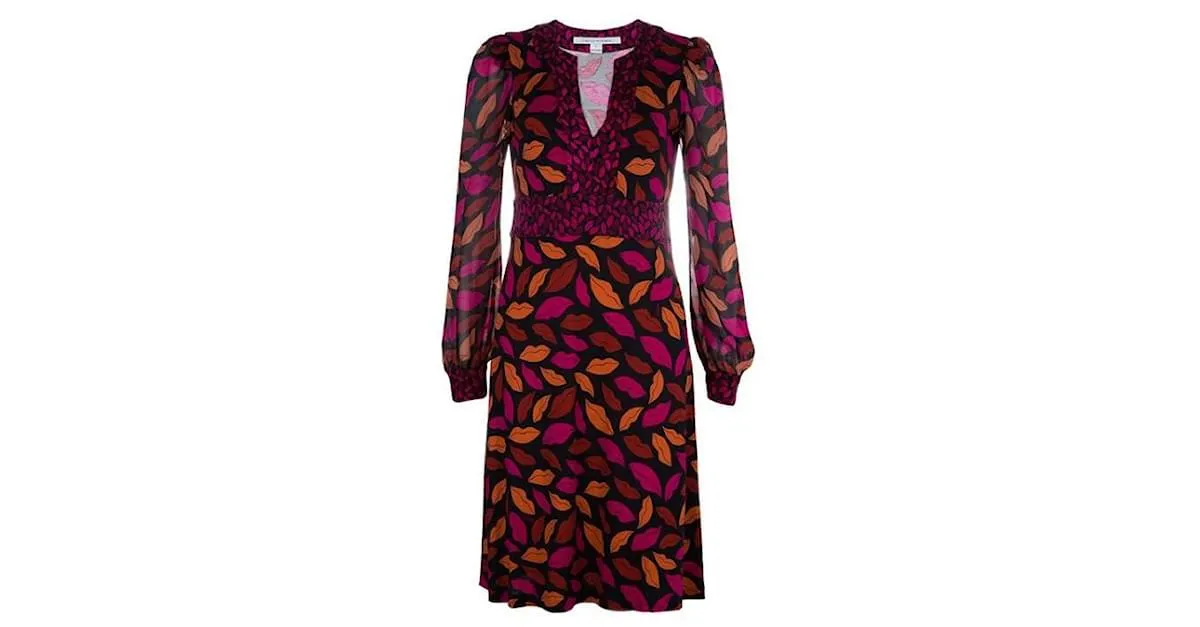 Diane Von Furstenberg Vestido DvF Leyah de seda con estampado Midnight Kiss Multicolor 