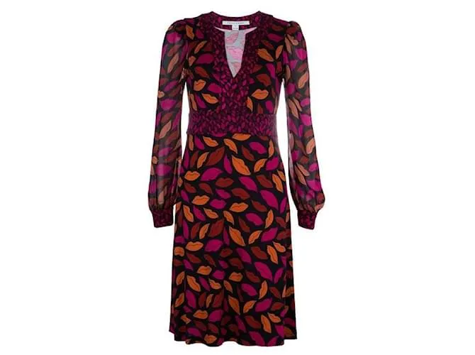 Diane Von Furstenberg Vestido DvF Leyah de seda con estampado Midnight Kiss Multicolor 