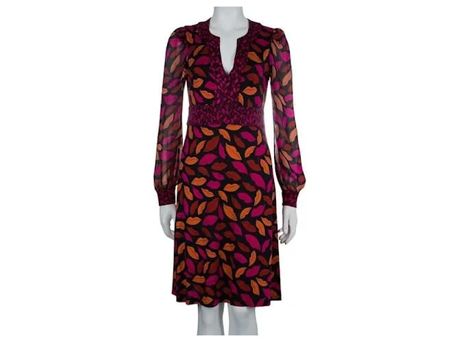 Diane Von Furstenberg Vestido DvF Leyah de seda con estampado Midnight Kiss Multicolor 