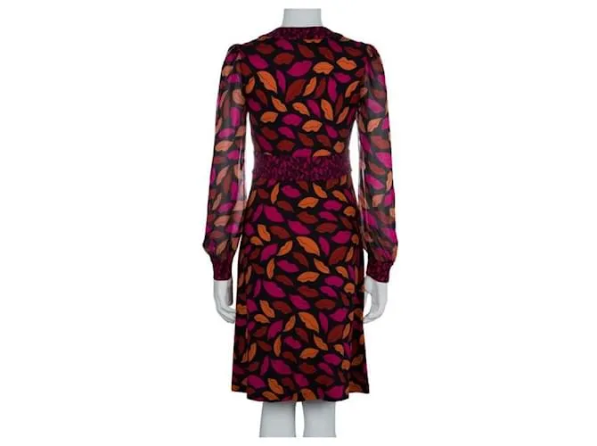 Diane Von Furstenberg Vestido DvF Leyah de seda con estampado Midnight Kiss Multicolor 