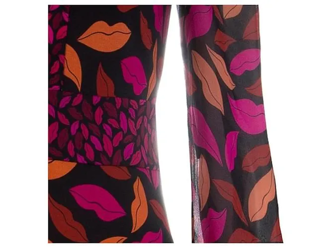 Diane Von Furstenberg Vestido DvF Leyah de seda con estampado Midnight Kiss Multicolor 