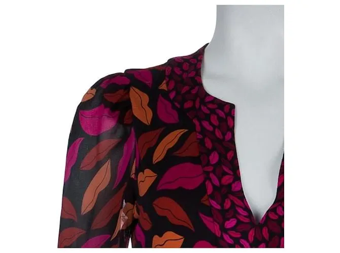 Diane Von Furstenberg Vestido DvF Leyah de seda con estampado Midnight Kiss Multicolor 