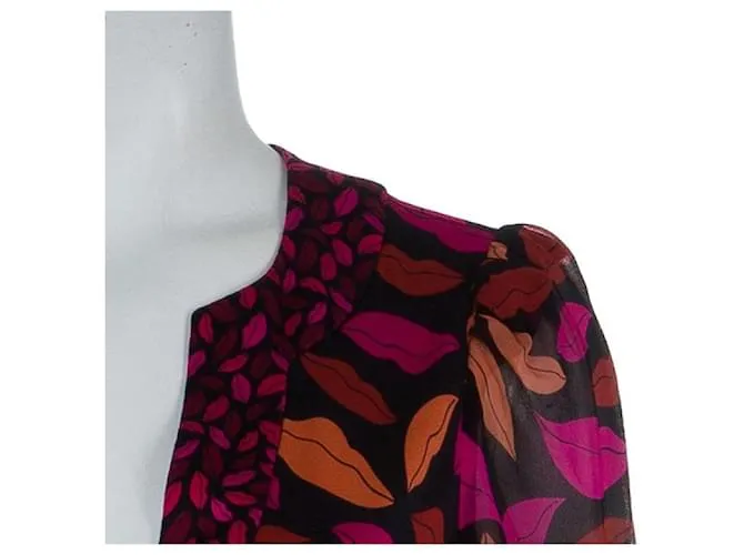 Diane Von Furstenberg Vestido DvF Leyah de seda con estampado Midnight Kiss Multicolor 