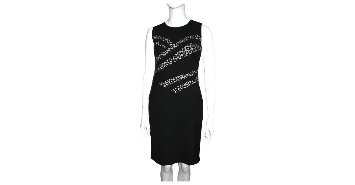Diane Von Furstenberg Vestido DvF Marcia Negro Estampado de leopardo 