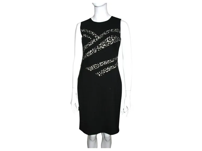 Diane Von Furstenberg Vestido DvF Marcia Negro Estampado de leopardo 