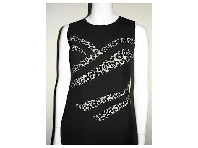 Diane Von Furstenberg Vestido DvF Marcia Negro Estampado de leopardo 