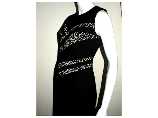 Diane Von Furstenberg Vestido DvF Marcia Negro Estampado de leopardo 