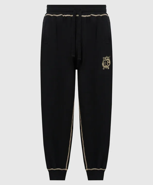 Dolce&Gabbana Black joggers with heraldic DG logo print