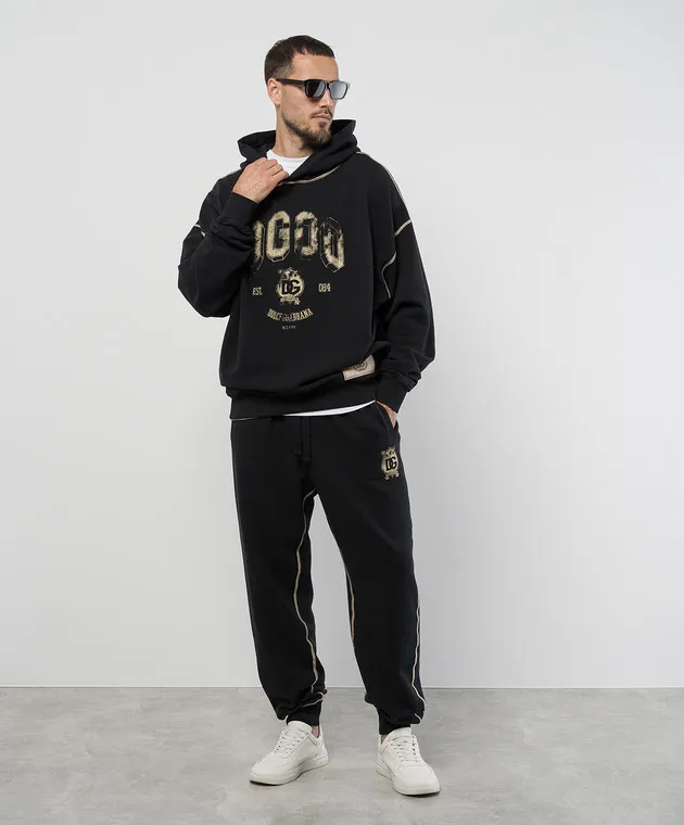 Dolce&Gabbana Black joggers with heraldic DG logo print