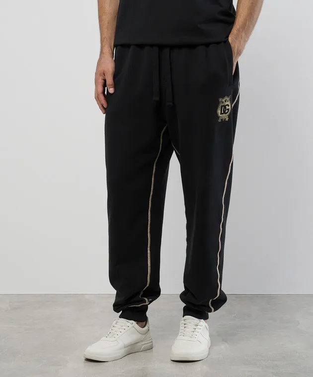 Dolce&Gabbana Black joggers with heraldic DG logo print