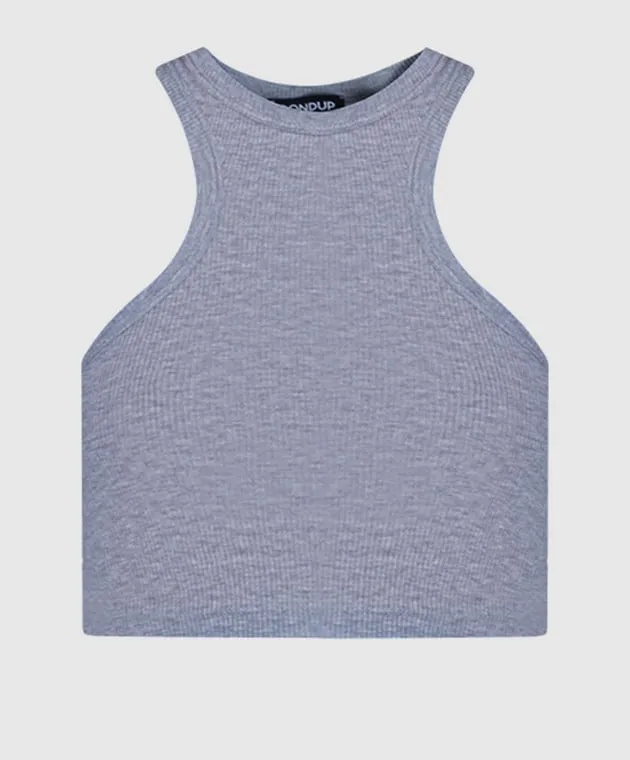 Dondup Gray ribbed top with logo