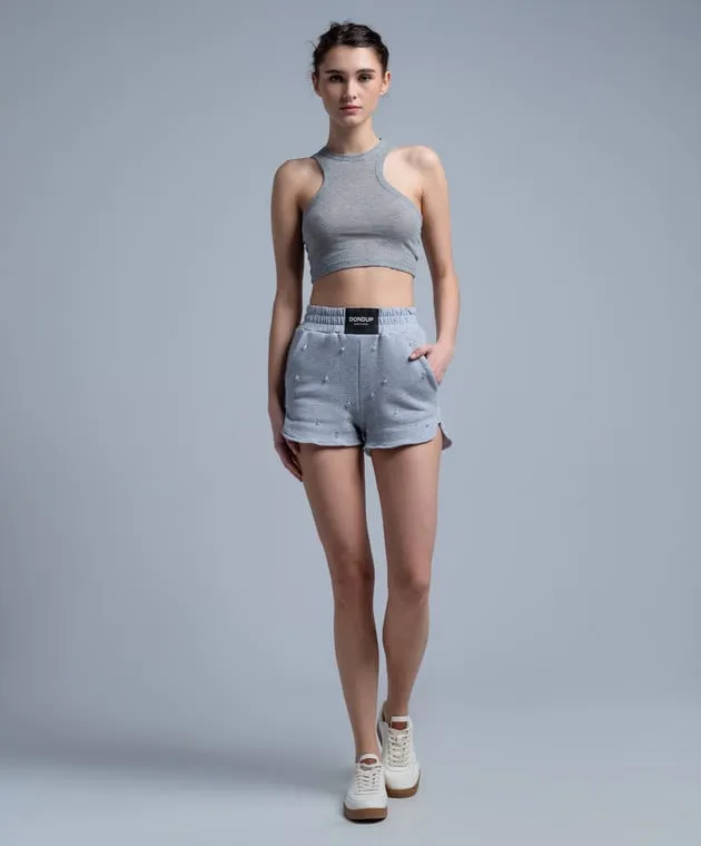 Dondup Gray ribbed top with logo