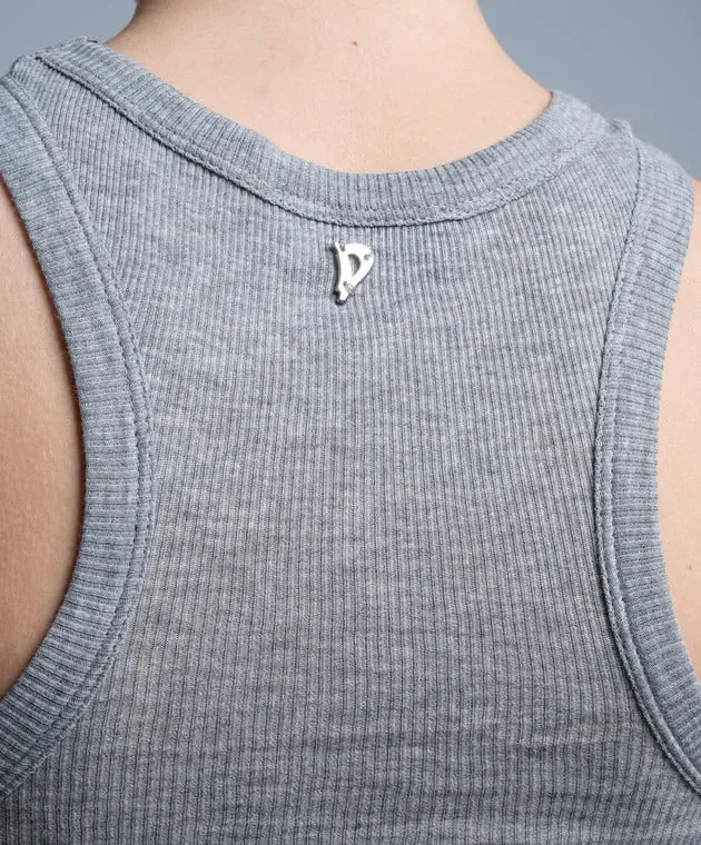 Dondup Gray ribbed top with logo