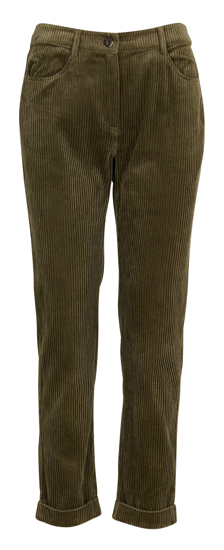 EKYOG CASEYL  PANTALóN RECTO DE PANA ACANALADA EN CAQUI