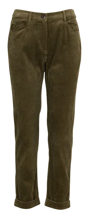 EKYOG CASEYL - Pantalón recto de pana acanalada en caqui