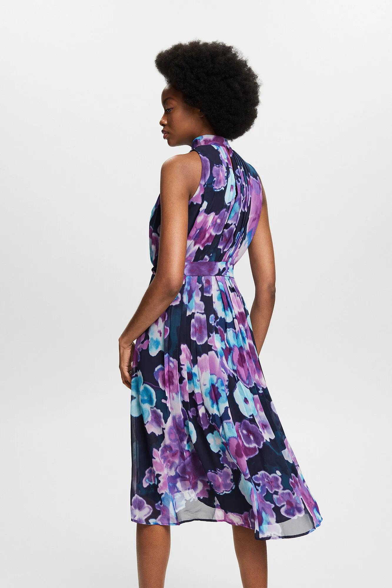 Esprit Vestido largo estampado cuello alto