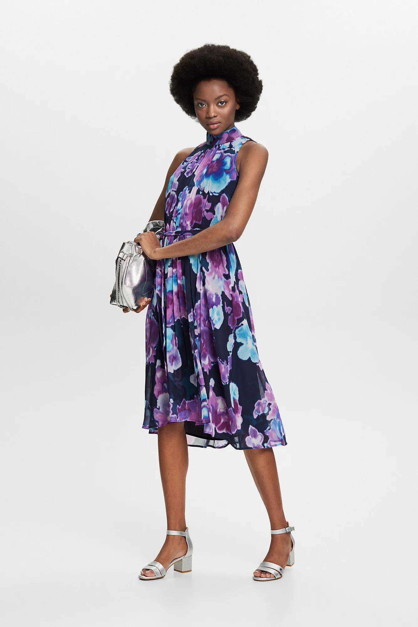 Esprit Vestido largo estampado cuello alto
