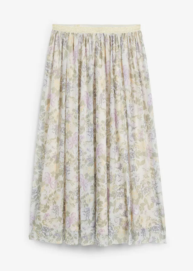 Falda beige con flores