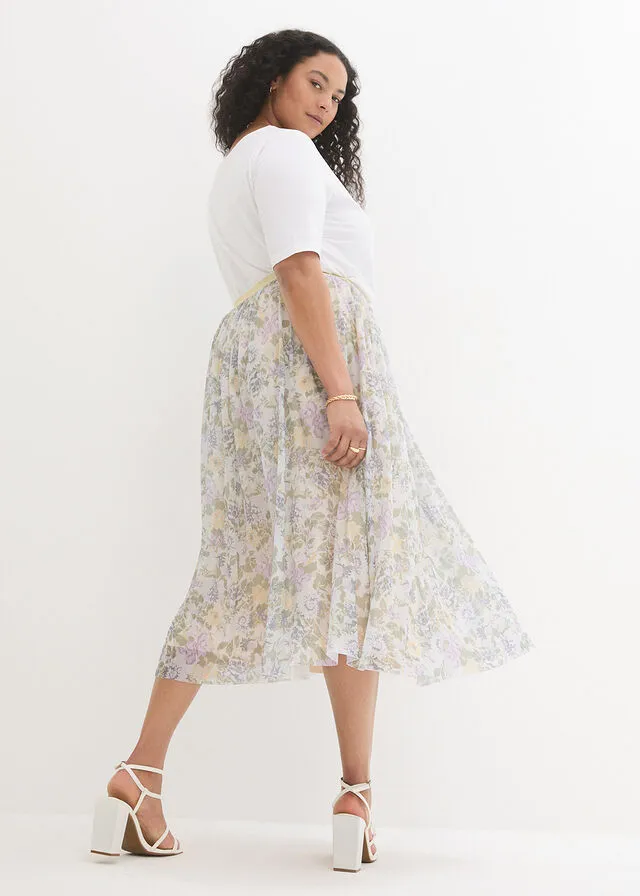 Falda beige con flores