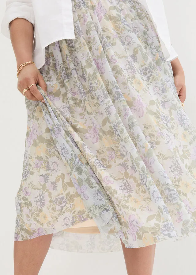 Falda beige con flores