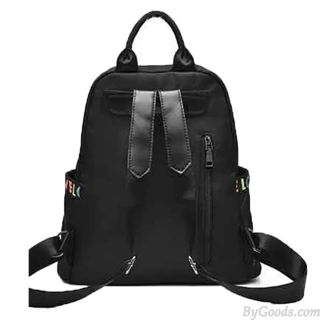 Fashion Black White Stripe Oxford School Star Decor Backpack