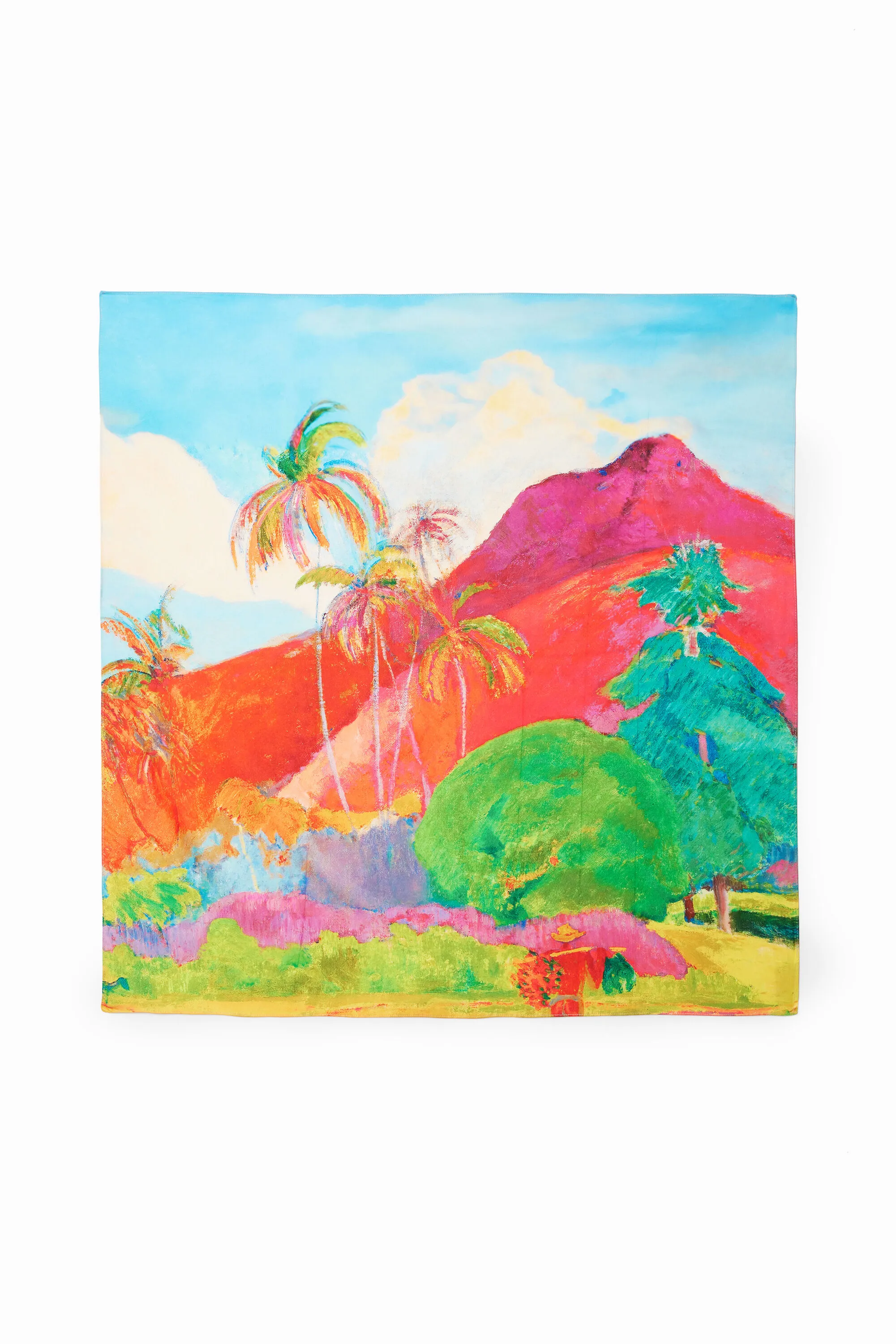 Foulard con estampado de paisaje de Gauguin