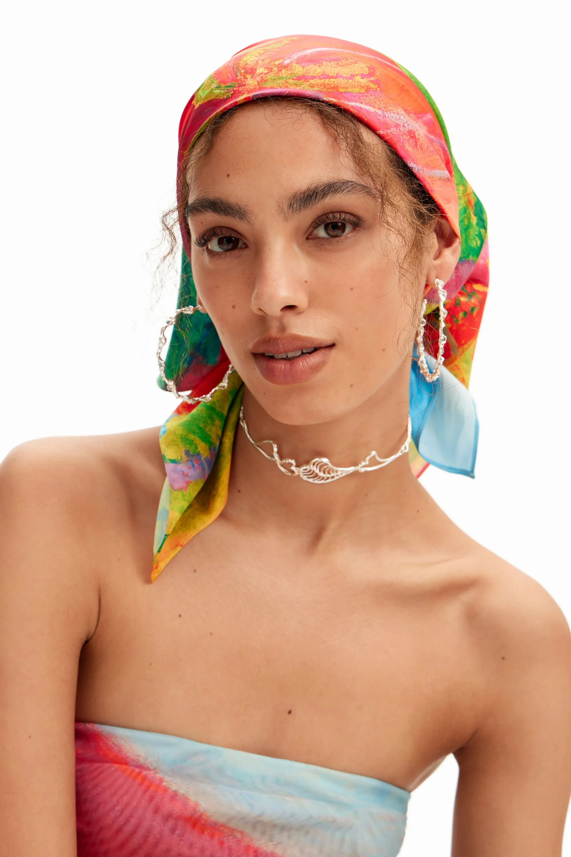 Foulard con estampado de paisaje de Gauguin