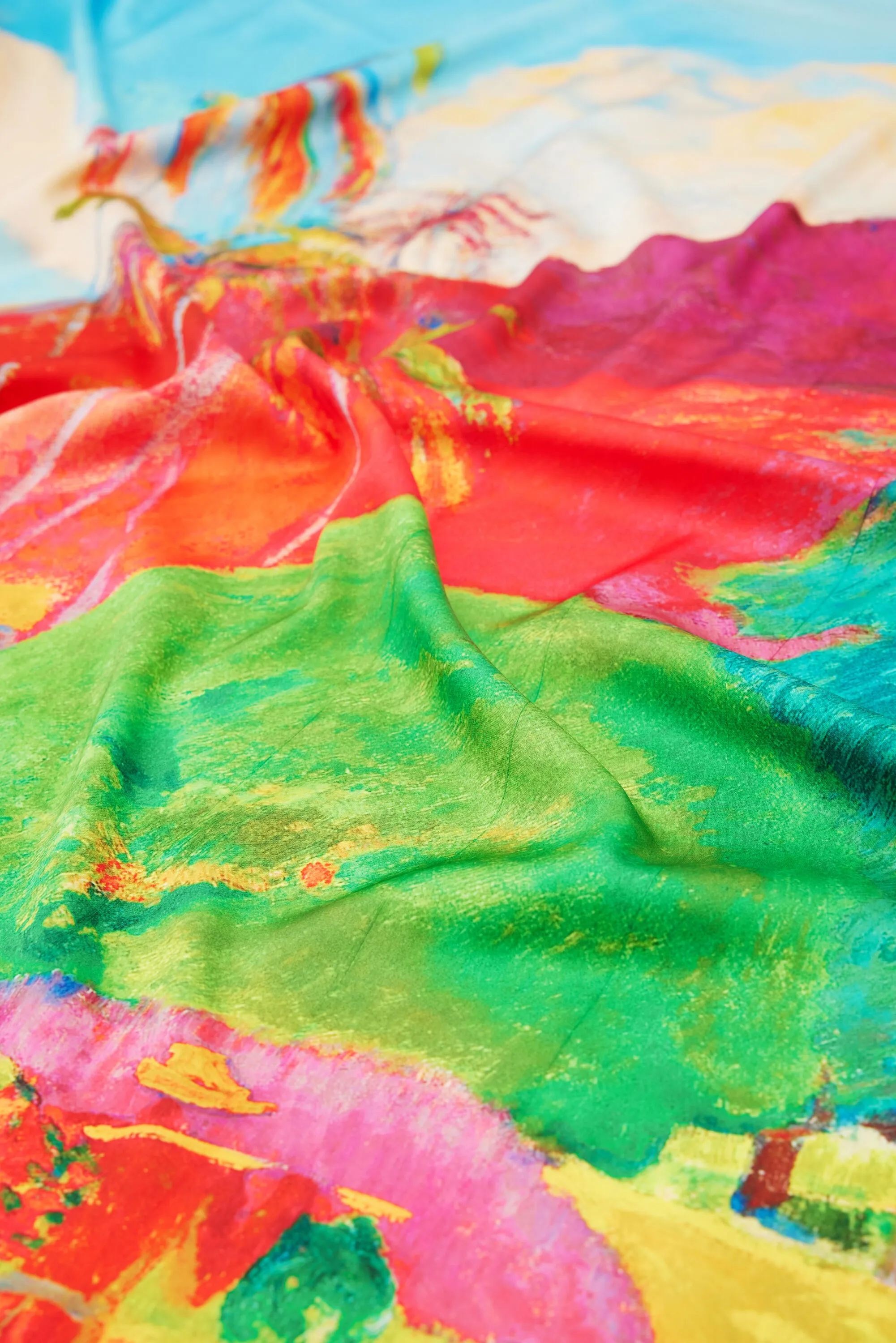 Foulard con estampado de paisaje de Gauguin