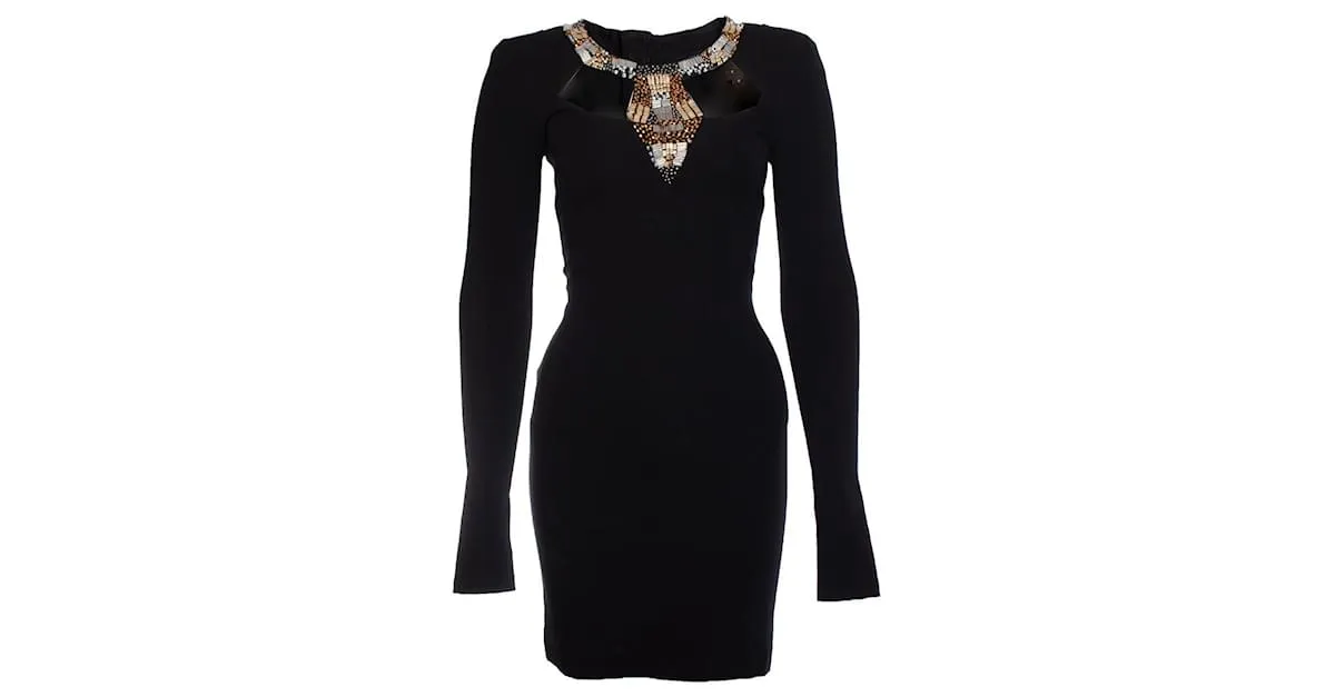 French Connection Conexión francés, Vestido negro con adornos. 