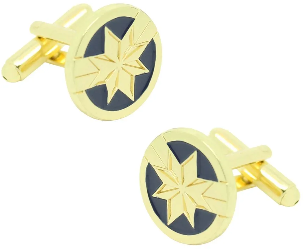 GEMELOS PARA CAMISA CAPITANA MARVEL CON PASADOR Y CLIP DINERO  MARVEL