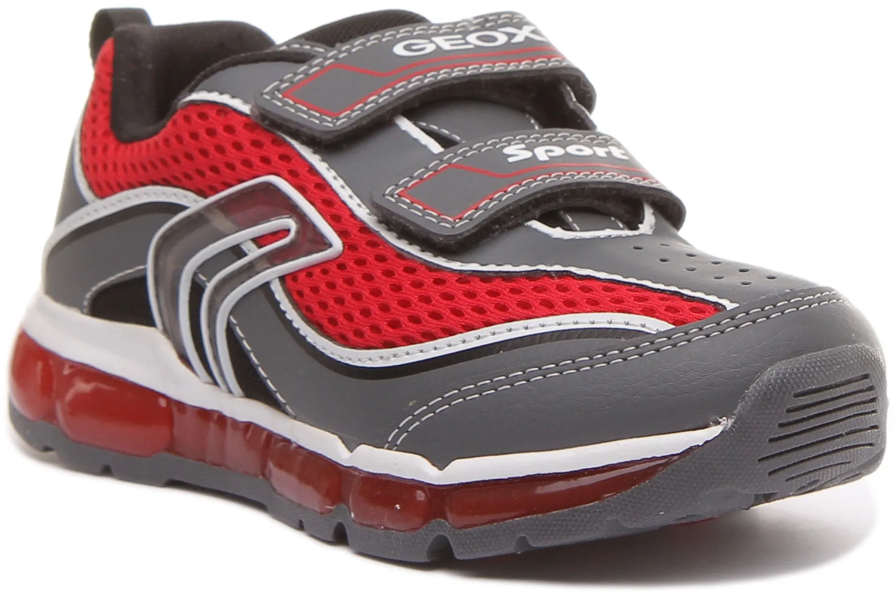 Geox J Android B.C Zapatillas de deporte con suela de gel con 2 tiras de gancho para niños en negro verde