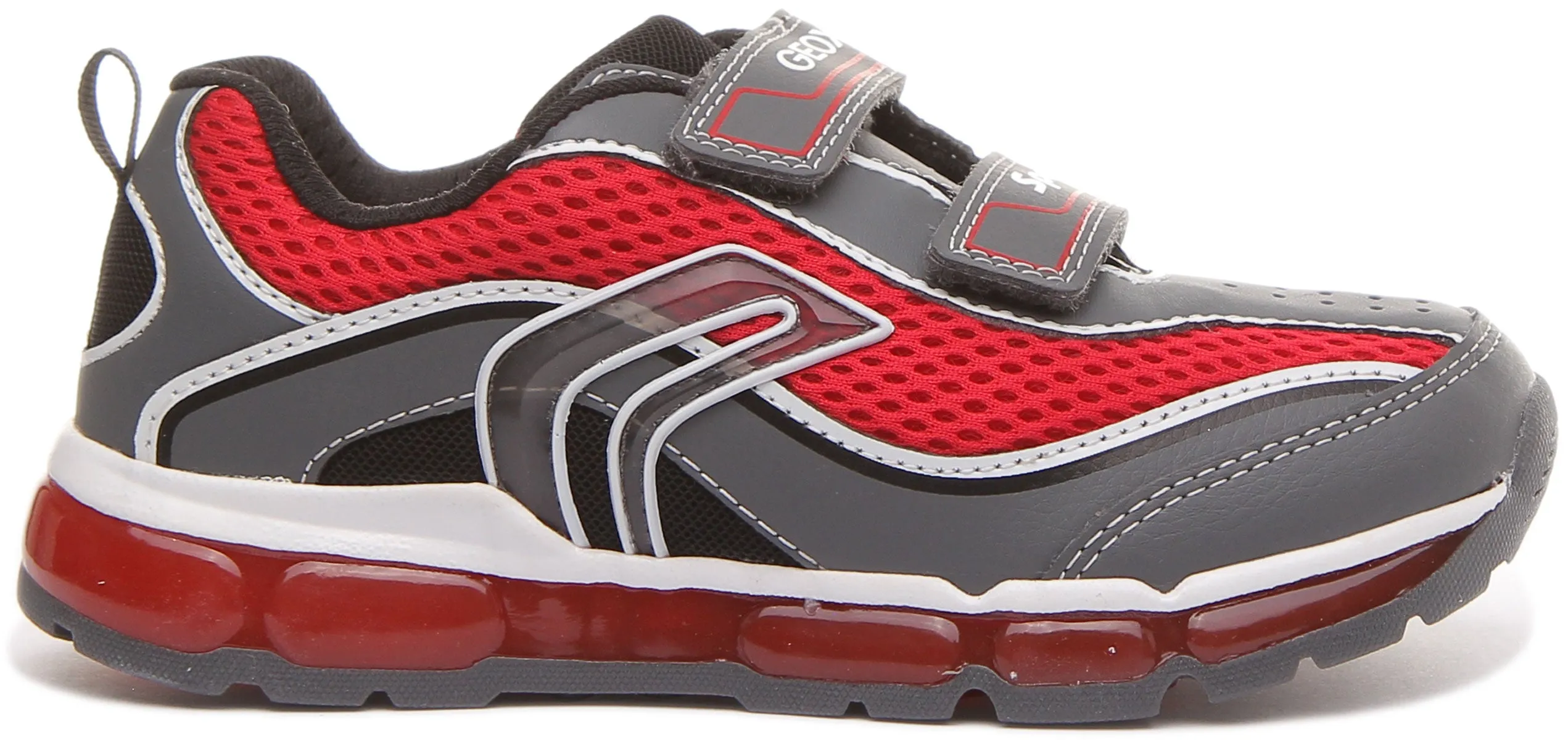 Geox J Android B.C Zapatillas de deporte con suela de gel con 2 tiras de gancho para niños en negro verde