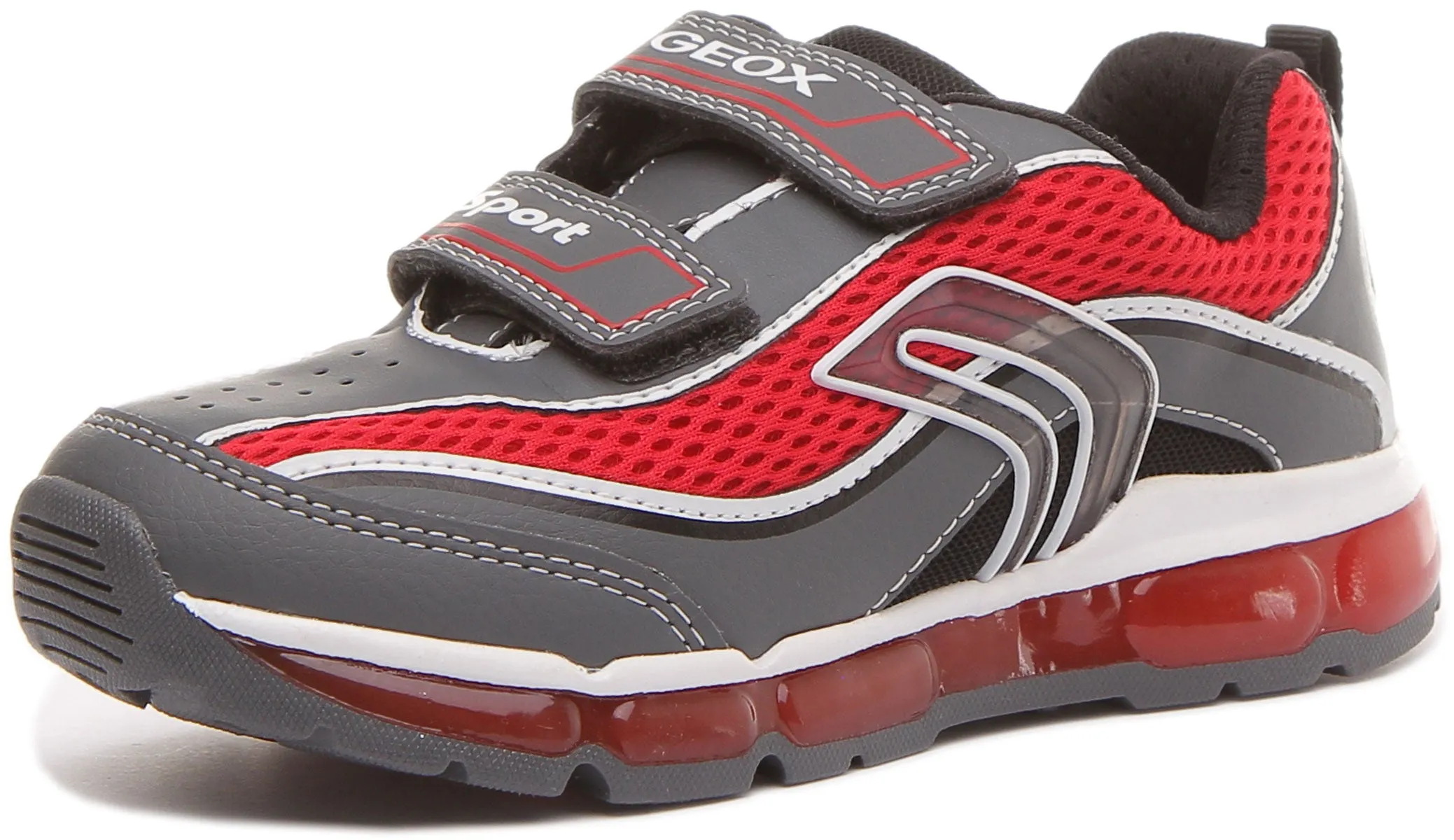 Geox J Android B.C Zapatillas de deporte con suela de gel con 2 tiras de gancho para niños en negro verde