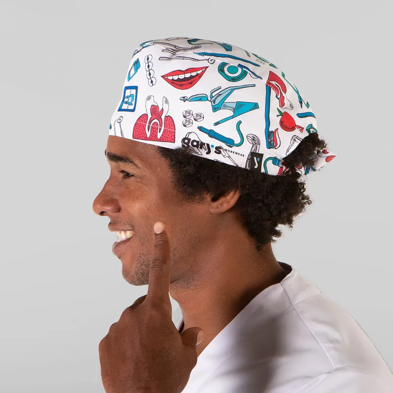 GORRO SANITARIO SONRISA DE MICROFIBRA ATADO CON TIRAS  GARY'S
